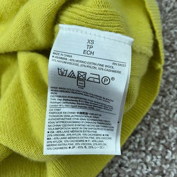 Banana Republic Sweater Crew Neck Fine Italian Yarn Knit Top Yellow XS - Picture 5 of 6